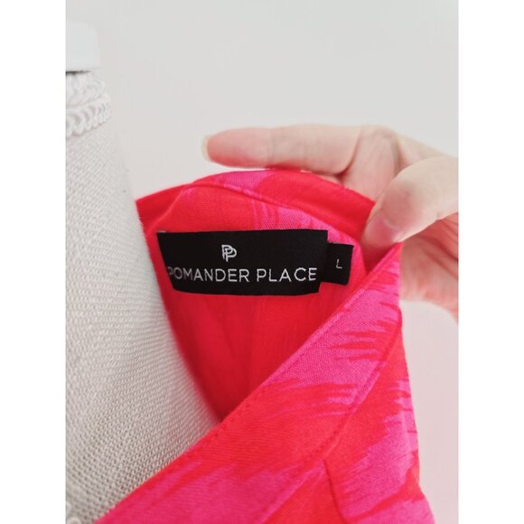 Pomander Place Tuckernuck Pink Ikat Kenzo Chevron V-Neck Mini Swing Dress Large - Picture 10 of 15